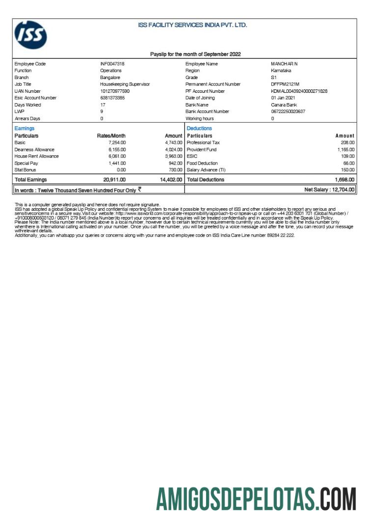 Para download Modelo de recibo de pagamento da ISS Facility Services Índia em formatos Word e PDF.pdf, 1